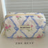 Cute Bow Flower Quilting Cotton Makeup Bag Women Zipper Cosmetic Organizer Female Cloth Handbag Portable Toiletry Case for Girls
